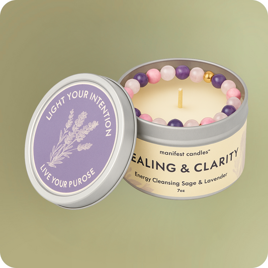 Manifest Healing & Clarity Candle + Crystal Bracelet