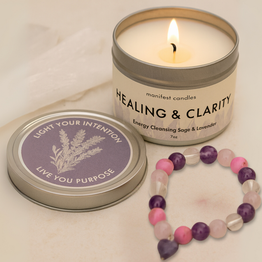 Manifest Healing & Clarity Candle + Crystal Bracelet