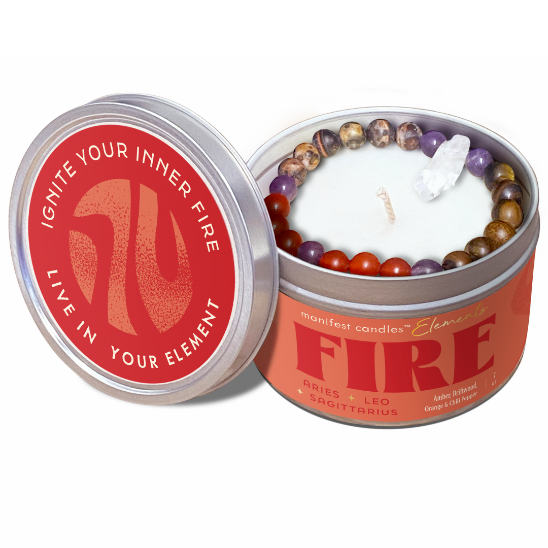 FABULOUS FLAMING FIRE ELEMENT CANDLE + CRYSTAL BRACELET  