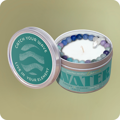 COOL AND CLEVER WATER ELEMENT CANDLE + CRYSTAL BRACELET