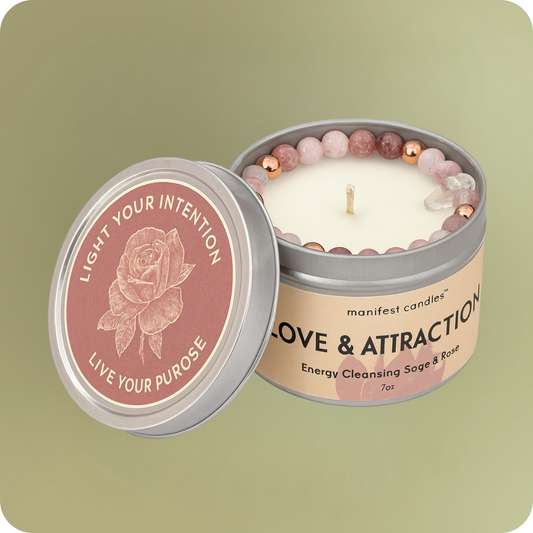 Manifest Love & Attraction Candle + Crystal Bracelet