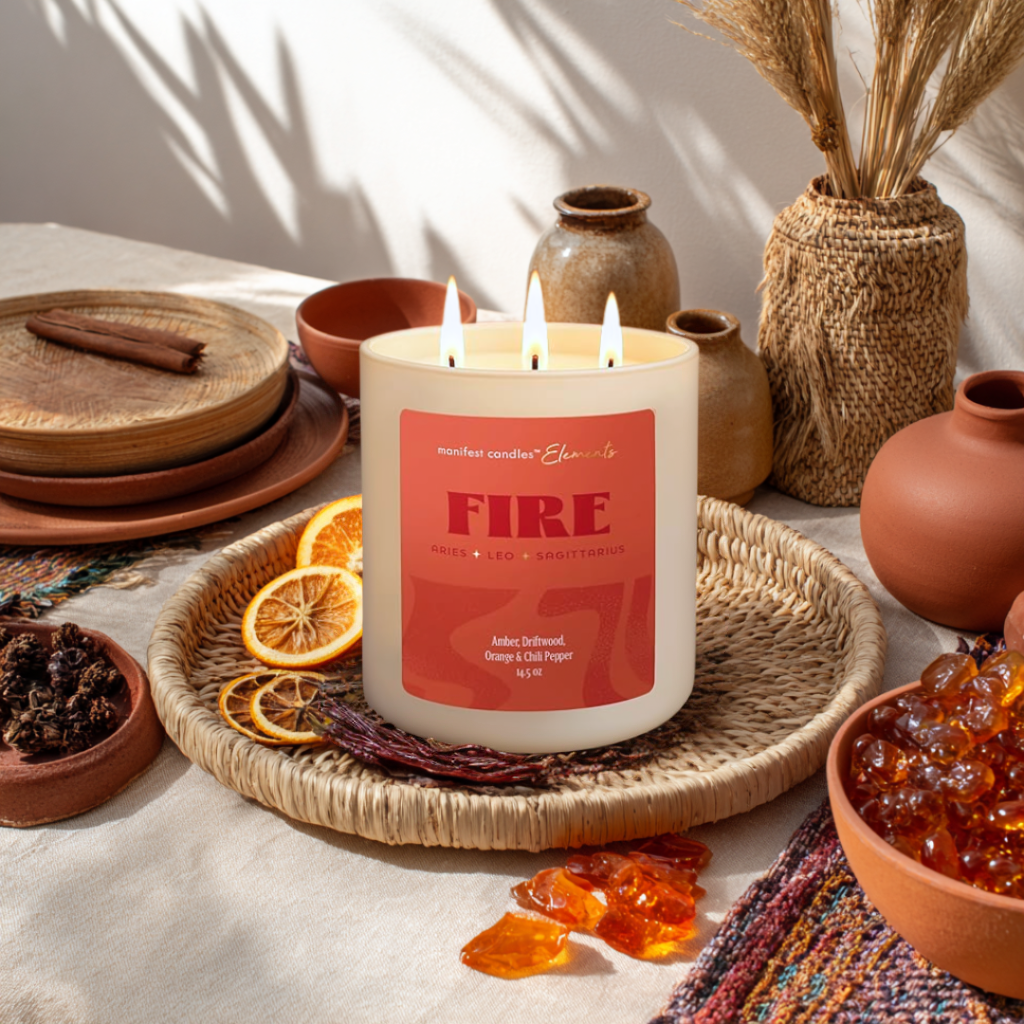 FABULOUS FLAMING FIRE ELEMENT 3 WICK CANDLE