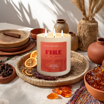 FABULOUS FLAMING FIRE ELEMENT 3 WICK CANDLE